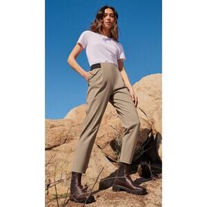 ADAY Women's Green Turn It Up High-Rise Tapered Pleated Trouser, Size S, NWOT